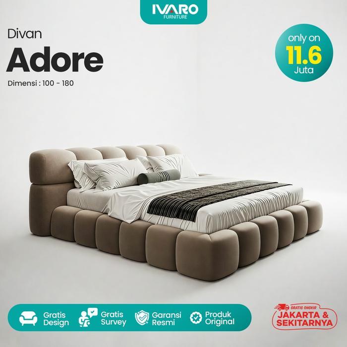IVARO ADORE Full Set Divan Sandaran/Matras/SpringBed/Tidur/Plus Top - 100, Divan Sandaran