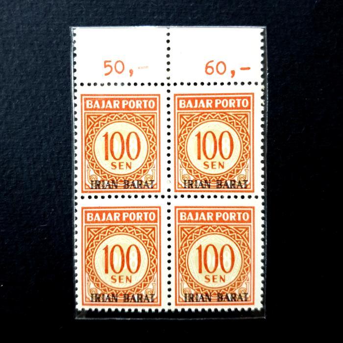 Prangko INDONESIA 1968. Bayar Porto 100 sen, Blok-4. c.t. IRIAN BARAT