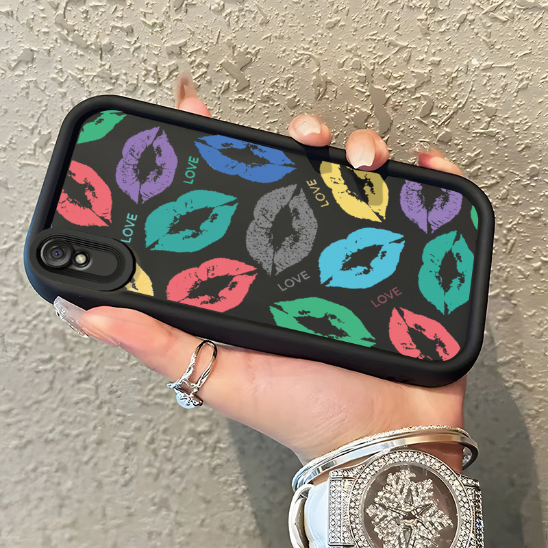 Casing Hp untuk Xiaomi Redmi 9A 9I Case Bekas Bibir Warna-warni Kasing Anti Cepat Rusak silikon Cesi