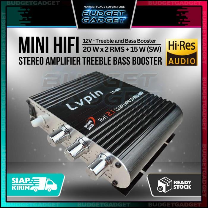 LVPIN Mini HiFi Stereo Amplifier Treble Bass Booster 12V 200W - LP-838