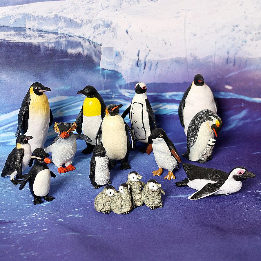 Plastic Penguins Polar Bear Snowy Owl Wolf Action Figures Polar Animals Figurines Antarctic Set