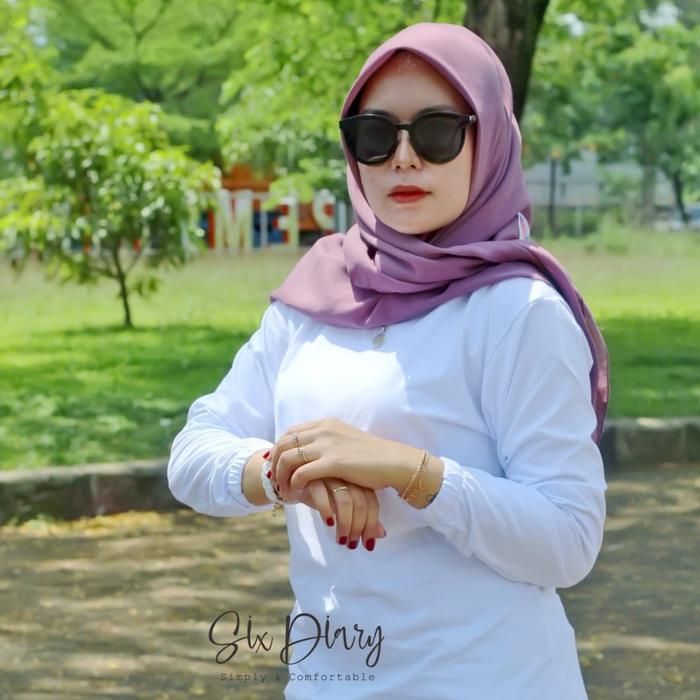 JTTOP" SIX DIARY KAOS TUNIK LENGAN KERUT KEKINIAN LENGAN PANJANG POLOS PUTIH