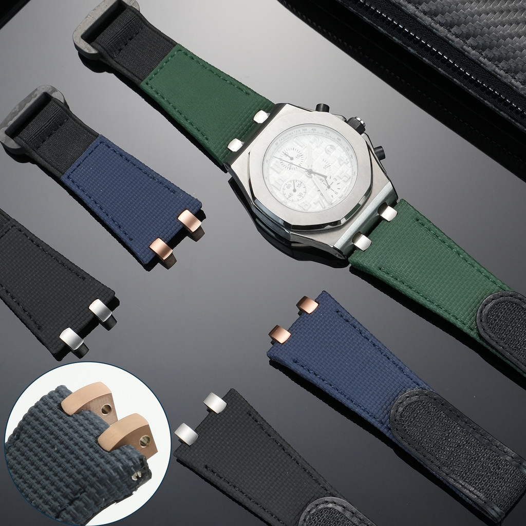 Canvastextured fluororubber strap For Audemars Piguet AP Royal Oak Offshore AP15710 15703 15400