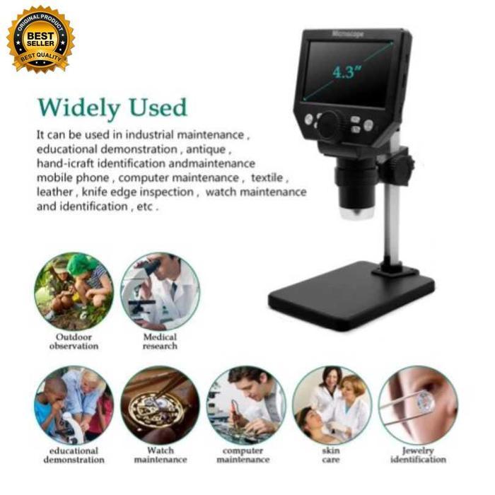 Promo Kamera Mikroskop Digital Microscope Camera 8Mp 1000X Zoom Servis Hp Laborat Usb Monitor 4.3" +