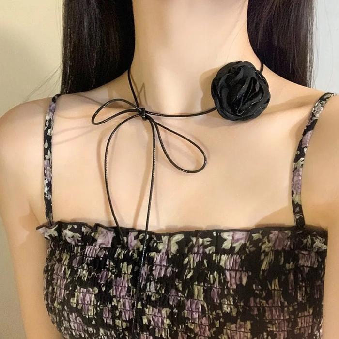 new Choker Bunga Rose Kalung Mawar Hitam Choker Kekinian