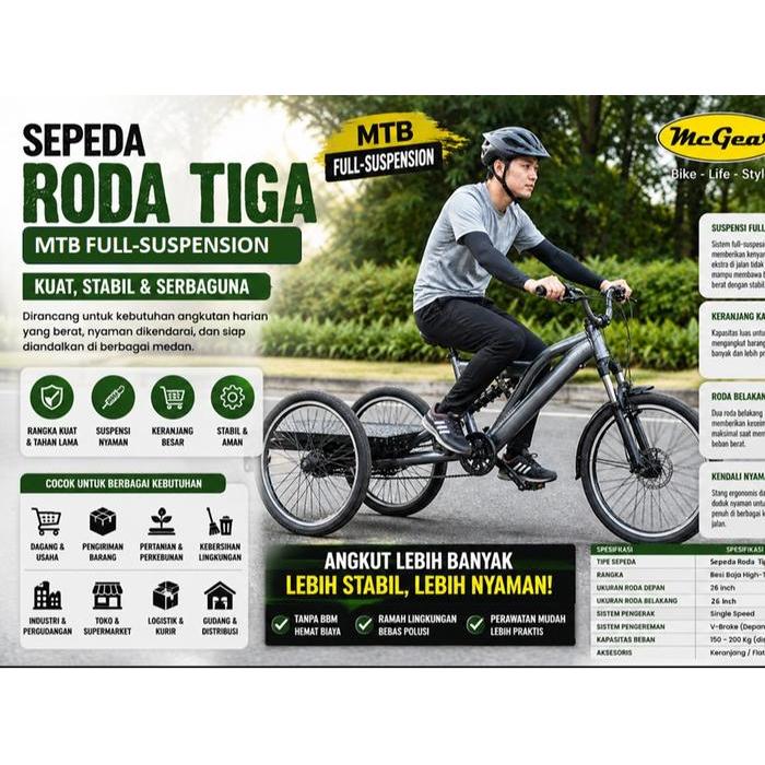 Sepeda Roda Tiga Dewasa - MTB FullSuspension