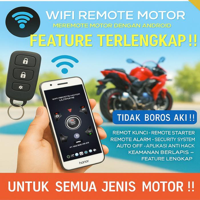 Diskon Wifi Remote Motor Android Alarm (Keyless Motor Android) Feature Terlengkap  Kunci Car