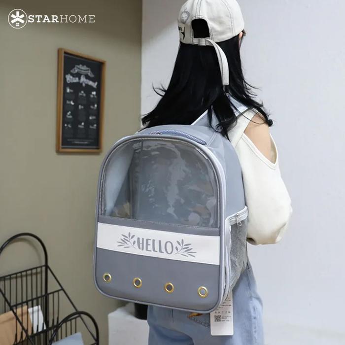 Ransel Kucing Pet Tas Ransel Kucing Pet Cargo Travel Bag Nyaman Anti Air Tas Travelling - Abu-abu