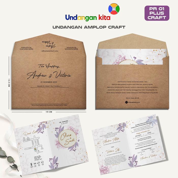 (100Pcs) Undangan Kita Undangan Amplop Craft + Jasmine Glitter Softcover Rustic Elegan Undangan Pern