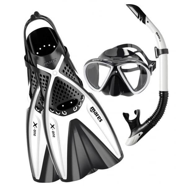 ELEGANT Alat Snorkling/Selam Paket Merk MARES Fin Lentur, Kacamata,Snorkel,TAS