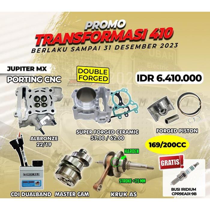 PAKET BORE UP 169/200 CC | HEAD ALBRONZE 22/19 | JUPITER MX | BRT - PAKET 169/200CC