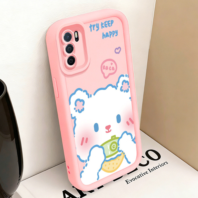 Casing Hp untuk OPPO A16 A16s A54s Case Bling Blush Beruang Healing Kasing Ekonomis Cesing Kesing Si