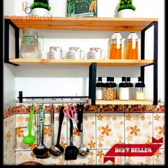 Rak Kichen Set Rak Bumbu Dapur Tempel Dinding Rak Ambalan Serbaguna