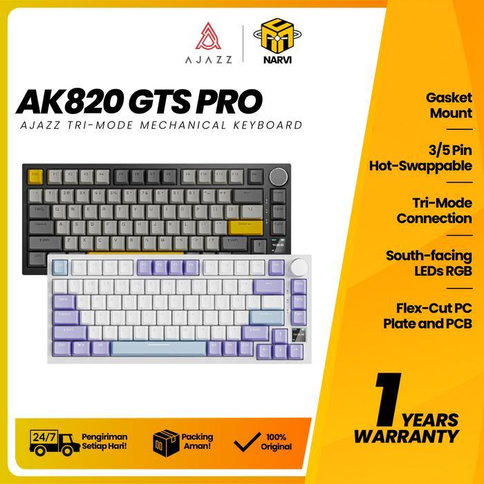 Ajazz Ak820 GTS Pro 75% Triple Connection Mechanical Gaming Keyboard