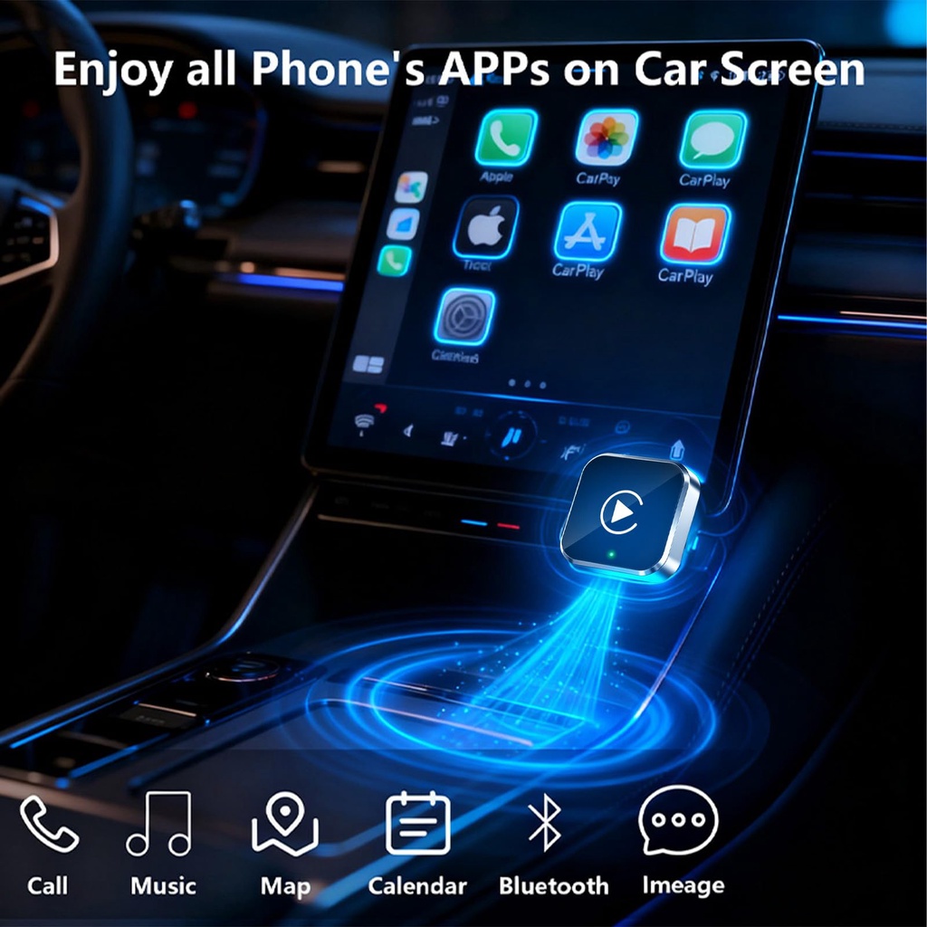 Wireless arPlay & Android Auto Adapter, Plug & Play Dongle for iOS 10+ Android 11+ USBA Support