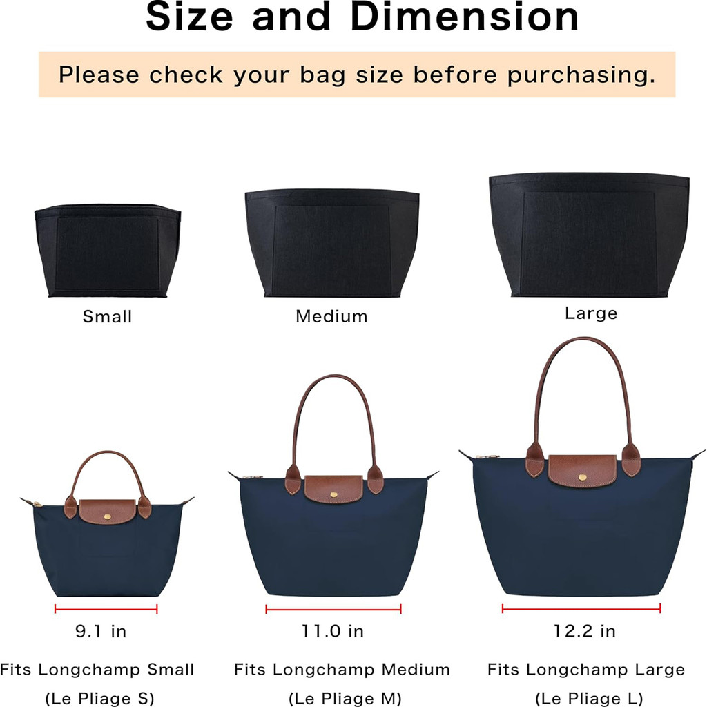 Organizer Insert For Longchamp Large Small Mini Size Totes Bag Felt Storage Bag Purse Insert Handbag