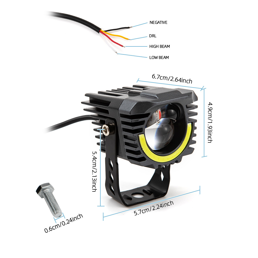 UNIVERSAL EXTERNAL SPOTLIGHT 1280V MOTORCYCLE LED ANGEL DEMON EYE HIGHBRIGHT MODIFIED HEADLIGHT