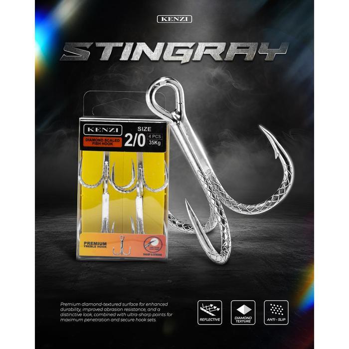 Promo Mata Kail Kenzi Stingray Premium Treble Hook Kail Pancing 3 Mata Diamond Texture Anti Slip