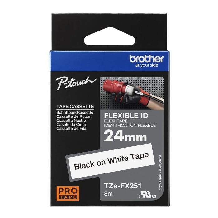 

Brother Label Tape Tze Fx251 Flexible 24Mm Black On White