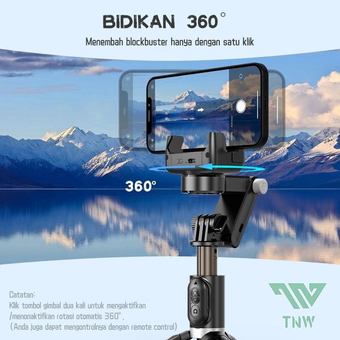Tnw-Q18 Gimbal Stabilizer Handphone Gimbal Hp Stabilizer Tongsis Hp Bluetooth Tripod