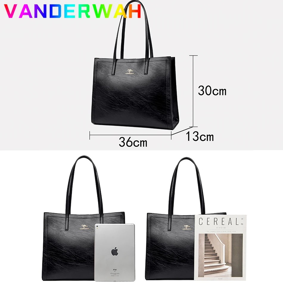 Vintage Large Capatity Tote Shoulder Bags Fashion Top-Handle Bags High Quality Pu Leather Bags