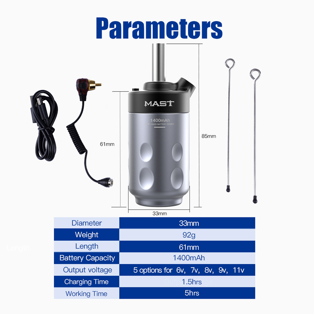 Dragonhawk Mast Battery Grip for Rotary Tattoo Machine Easy Cleaning Tattoo Battery Wireless Power S