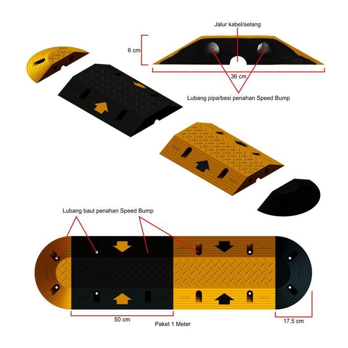 Rubber Speed Bump Heavy Duty 1 Meter - Osano - Polisi Tidur