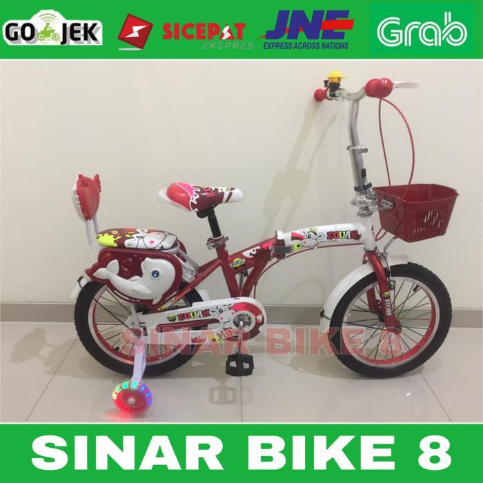 Sepeda Lipat Anak 16 Inch Kouan Keranjang Dan Roda Pembantu