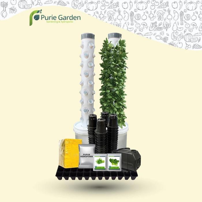 Paket Tower Hidroponik Hydroponic 60 Lubang