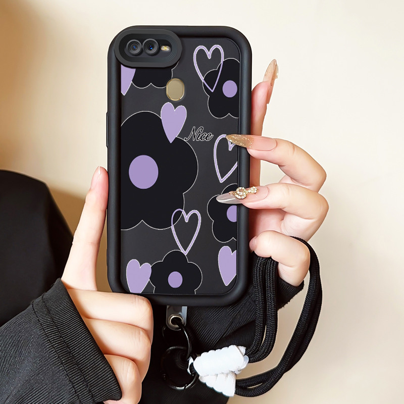 Casing Hp untuk OPPO A7 A5s A12 A12s A11K Case Casing HP Softcase Ponsel Soft Shell dengan Tali Sili