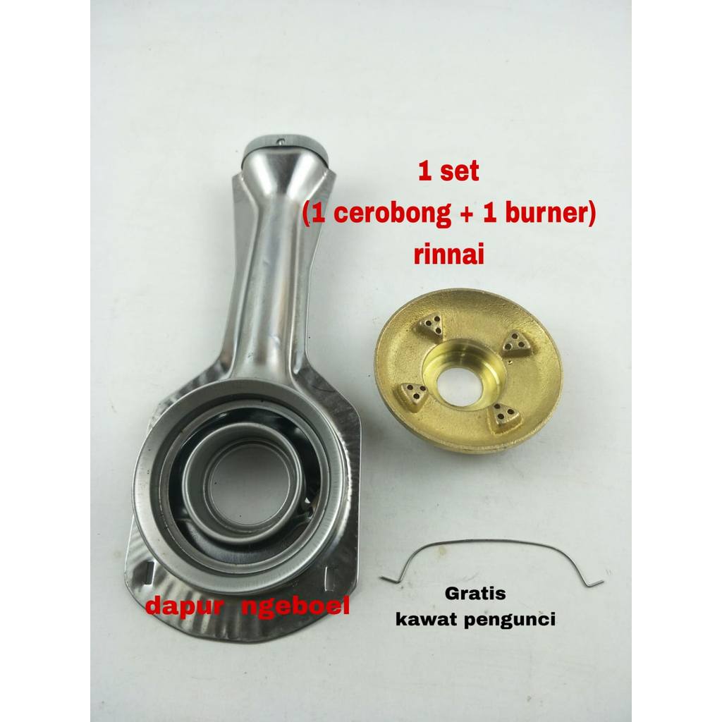 cerobong kompor gas miyako baru 21,5 cm - rinnai 522 dan kawat pengonci - 1 set cerobong + burner ke