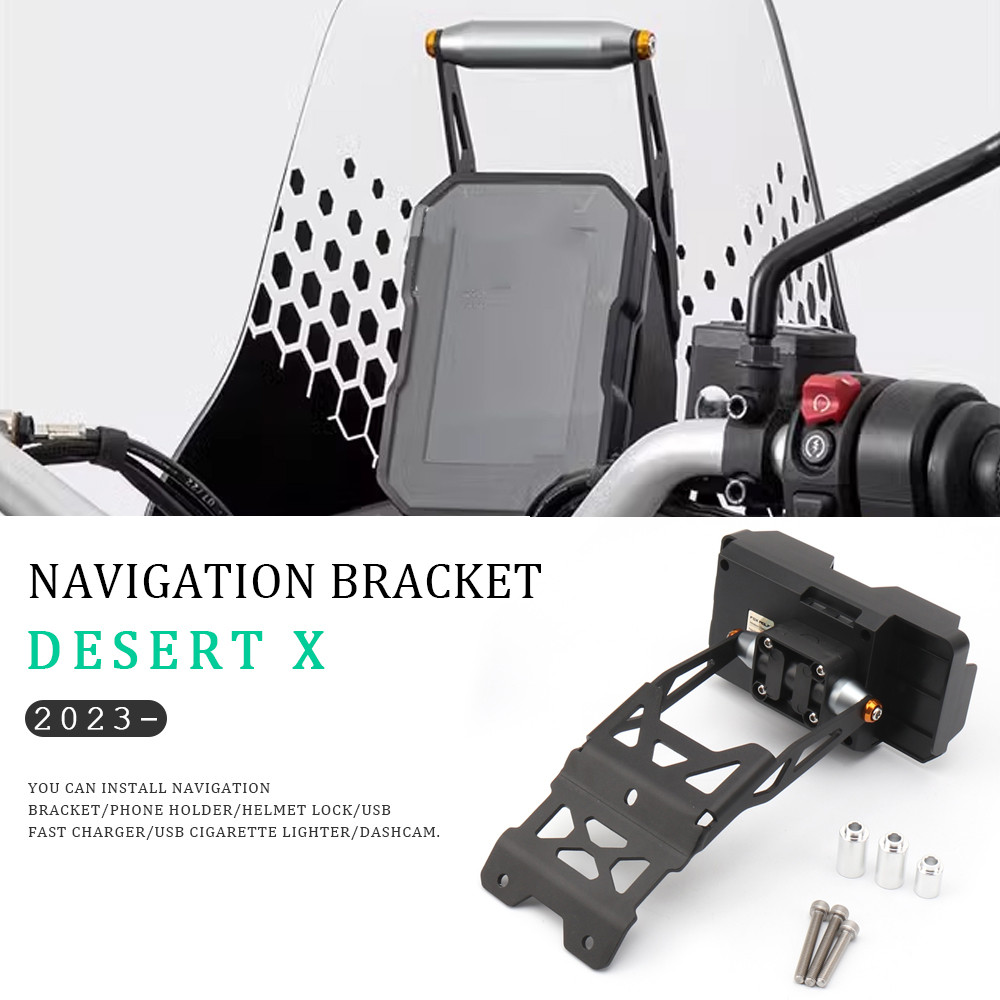 Desert X 2023 New Motorcycle Accessories Black GPS Navigation Bracket Mobile Phone USB Charging For 
