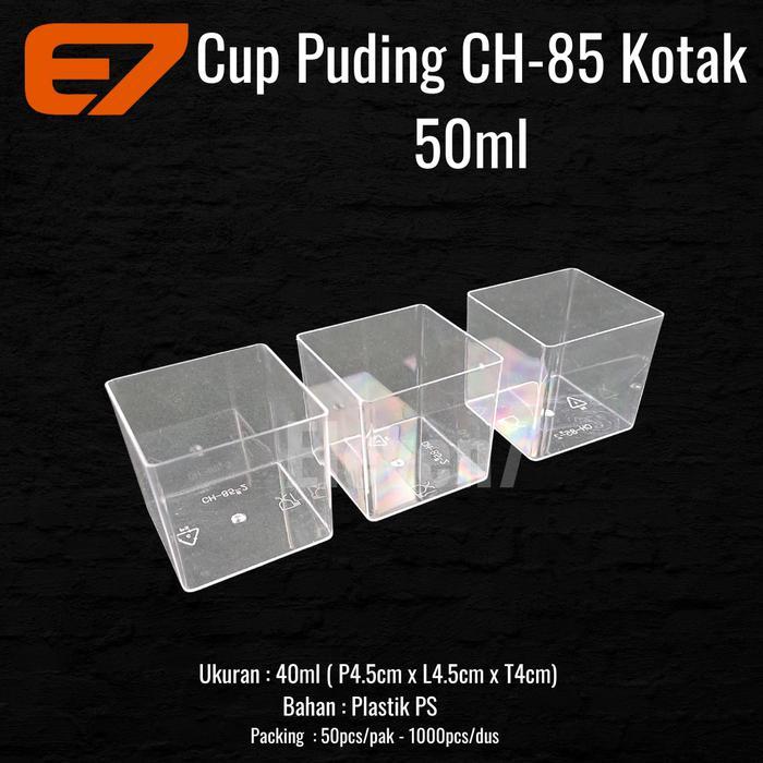 Premium Cup Pudding Square 50Ml Ch-85 - Dessert Cup, Pudding Tray Original