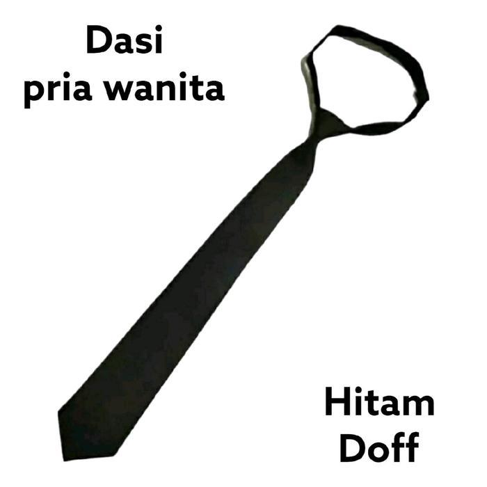 Dasi Instan Perekat untuk wisuda ospek magang hitam doff dan hitam satin