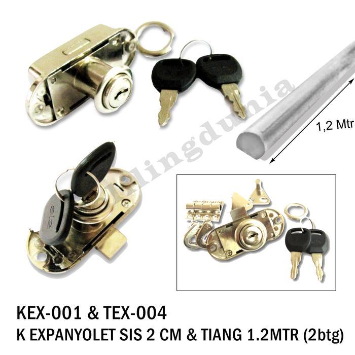 Ada Stok Kunci Laci SIS Espagnolet Expanyolet 2CM + Tiang 1,2 Meter Lemari Kayu