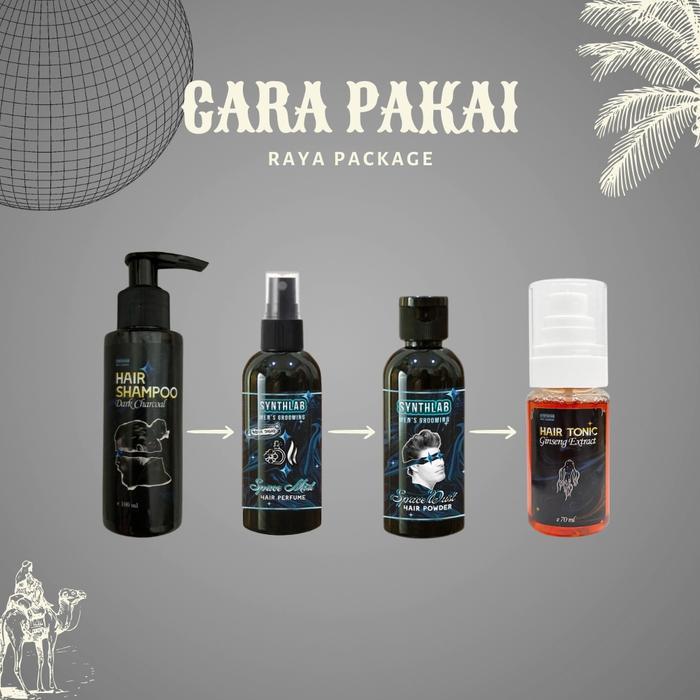 HEMAT Synthlab Package 1 - Shampoo + Hair Mist + Hair Powder + Hair Tonic + Free Sisir Keramas +