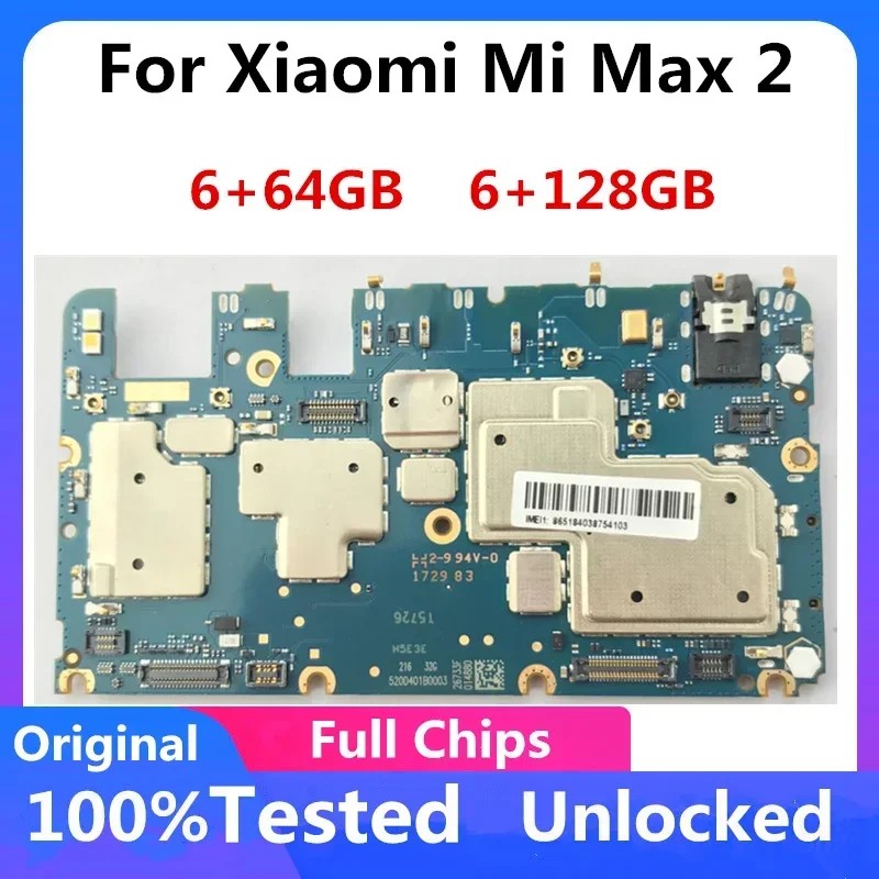 For Xiaomi MI Max 2 Motherboard Original Unlock Clean IMEI Android OS Full Chips Logic Board 64/