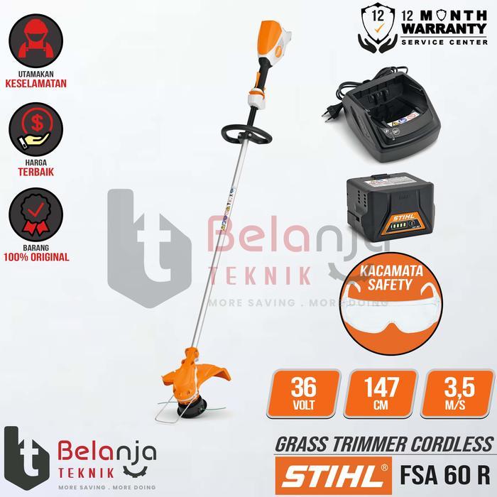 Stihl Mesin Potong Rumput Baterai FSA 60 R Set Grass Trimmer Cordless Brushcutter Elektrik FSA60 Tan