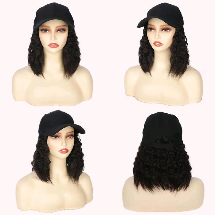 BERKUALITAS INDOBRAID Wig Topi Baseball Wig Topi Curly Wig Topi Keriting Wig Topi Pendek Wig Topi