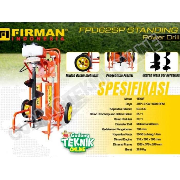 Mesin Bor Tanah Dorong Roda STANDING FIRMAN FPD62SP FRAME / Power Drill Earth Auger Drill FPD 62SP M