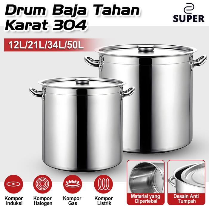 Panci Dandang Ember Stainless Steel Tebal Extra/Panci Dandang Stainless/Panci Besar Tahan Api