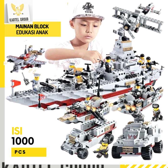 HOME Mainan Lego Anak Laki-Laki Lego Helikopter Kapal Perang Robot