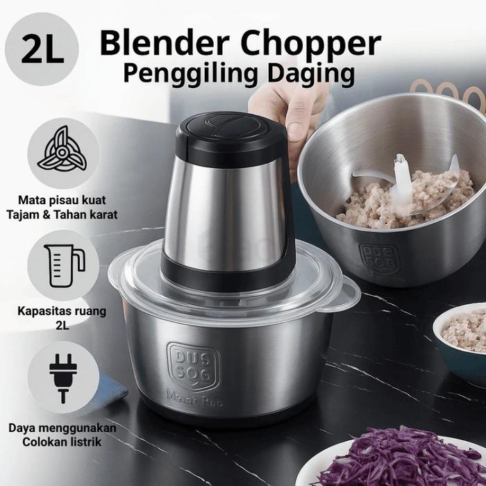 TERMURAH BLENDER CHOPPER BLENDER DAGING STAINLESS COPER PENGGILING DAGING SERBAGUNA 2LITER