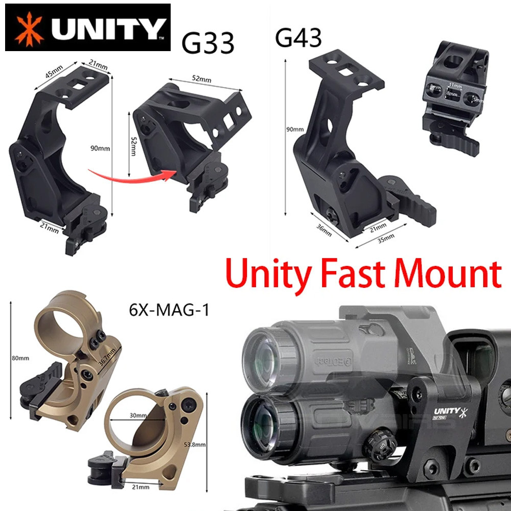 UNITY Riser Mount FAST FTC 3X 6x Magnifier Mount 2.26'' 2.91'' Optical Height Sight Scope Folding
