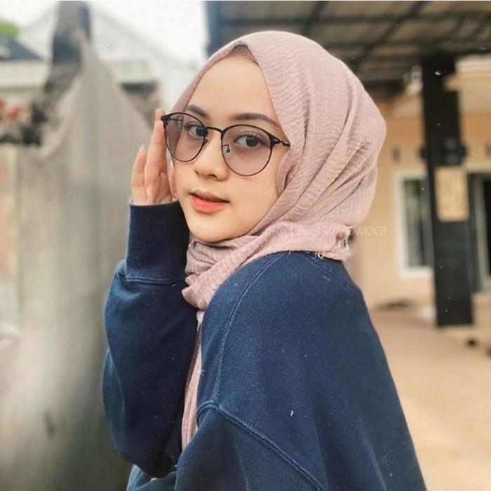 frame Kacamata pria wanita bulat tipis metal titanium full frame AB192