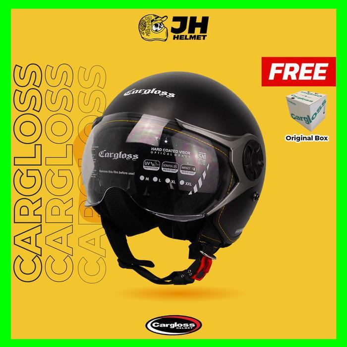 Ready Helm Cargloss YRM Hitam Dof Half Face/Helm Retro/Classic/Klasik/Vespa