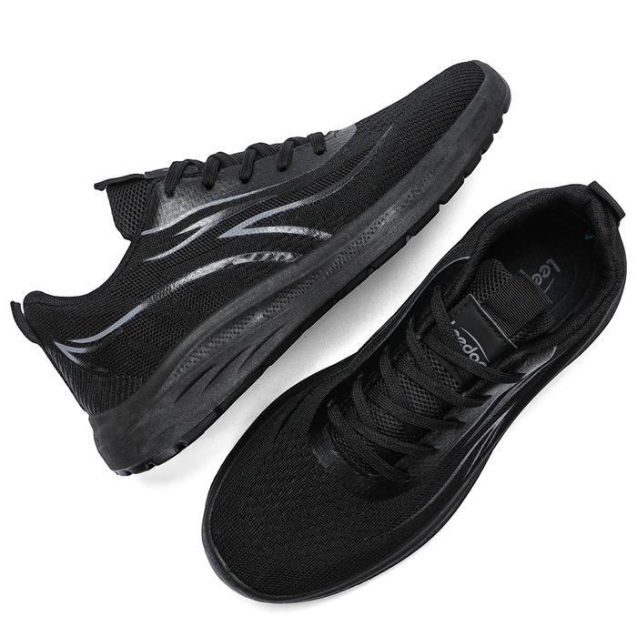 Leedoo Sepatu Hitam Pria Casual Sepatu Sekolah Hitam Sepatu Olahraga Sneakers Outdoor Sepatu Tali