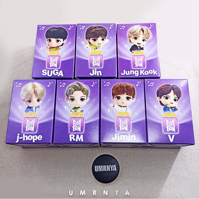 Set BTS X Happy Meal McD McDonalds Tiny Tan Figure Figur Figurine Encore Throwback RM V Jungkook