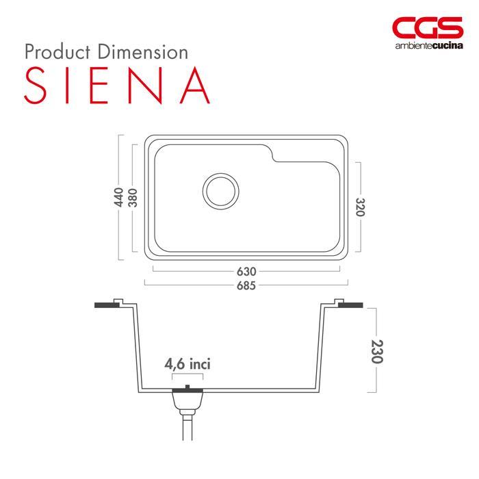 Kitchen Sink Bak Cuci Piring Dapur Stainless Steel 1 Lubang CGS SIENA Workstation Sink - Paket