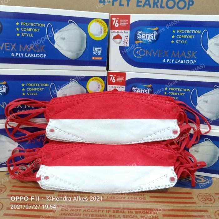 masker sensi Convex merah putih